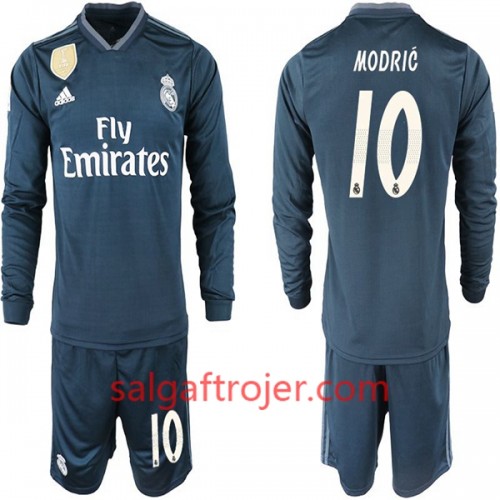 Real Madrid Fodboldtrøjer MODRIC 10 Børn Udebanesæt 2018/19 Langærmet Real Madrid Fodboldtrøjer MODRIC 10 Børn Udebanesæt 2018/19 Langærmet